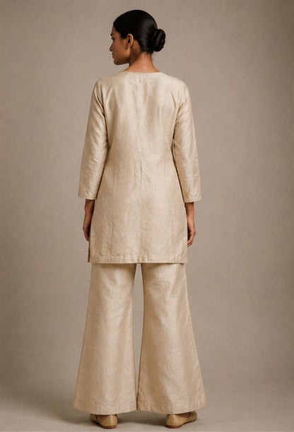 Women's Beige Embroidered Co-Ord Set