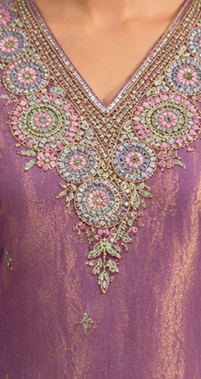 Women's Lavender Embroidered Kurta Set with Dupatta